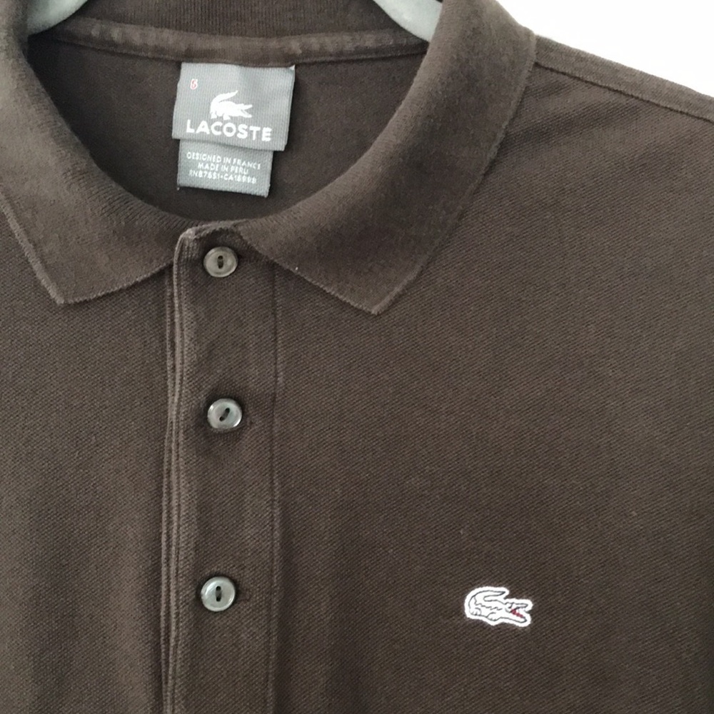Lacoste Men’s Polo Long Sleeves Shirt - Brown - Picture 2 of 10